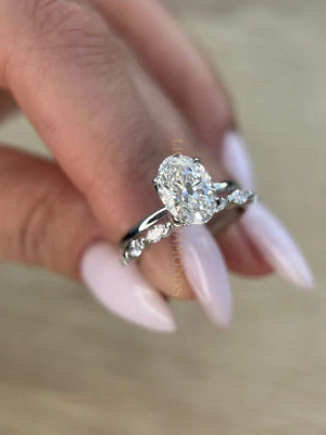 Diamond Tulip Ring VVS2 E 2.70 Ctw Lab-created IGI with matching Marquise band