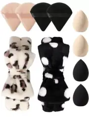 Makeup Headband Blender Beauty Sponges Powder Puffs Leopard Print Tool 10pcs Set