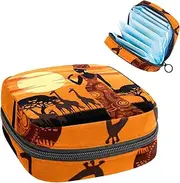 Period Bag,Sanitary Napkin Storage Bag,African Tropical Landscape Woman,Tampon Holder for Purse