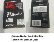 Genuine Brother P-touch TZ-131 Laminated Label Tape Black on Clear 12mm x 8m