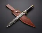 CUSTOM HANDMADE 15 INCHES DAMASCUS STEEL VIKING HUNTING KRIS DAGGER WITH SHEATH