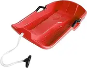 chiwanji Portable Snowboard Toboggan Snow Sledge, Durable Rope Handles, Sand Sliding Board Snow Sleigh Slider for Skiing Skating Outdoor, Red