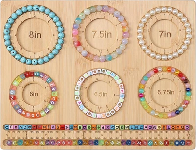 Bead Board for Jewelry Making, Bamboo Beading Board for DIY Bracelets
