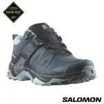 SALOMON 女 X ULTRA 4 GORETEX 低筒登山鞋 觀星藍/碳黑/石頭藍, 防水登山鞋,健行鞋