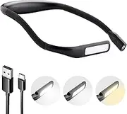 KEWAYO Eye Caring LED Neck Reading Light, Book Light for Reading in Bed, 3 Color, Stepless Dimmable, Bendable Arms, Rechargeable, Perfect for Reading, Knitting, Camping and Night Running