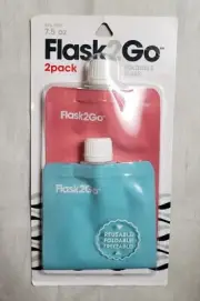 Flask2Go Pink/Blue NIP Holds 7.5 Oz. Mylar BPA Free No Metal Parts Foldable Wash