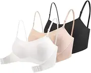 [Generic] Cover Breastfeeding 3PCWomen Lingerie Strapless Front Buckle Lift Bra Wire Slip Push Up Bandeau Bra Clear Bra Straps Wide