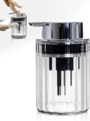 BRARIOS Pump Dispenser Face Wash Push Type Refillable Soap Dispenser Light Luxury Manual Leakproof Thick Foam Large Capacity Portable Durable Kitchen Company Home Holidays (Silver)