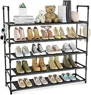 CIGAA Metal Shoe Rack with 5 Levels, Shoe Organiser for 20-25 Pairs, Space Saving Shoe Rack for Entrance and Garage