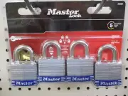 NEW MASTER LOCK 3008D 4 Pack STEEL KEYED ALIKE PADLOCK 3/8" X 1"
