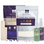 2.6lbs Hard Wax Beads for Hair Removal, Lavender and Cream Hot Waxing Beans f...