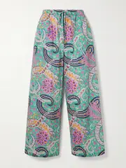 [Etro] Etro - Paisley-print Cotton And Silk-blend Voile Wide-leg Pants - Light blue - x large x large Blue