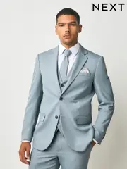 Light Blue Tailored Fit Textured Suit Jacket (E04815) | $116