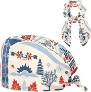 [YTYVAGT] Scrub Caps Women,Scrub Hats Suitable for Women,Boho Style Architectural Dog