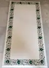 Malachite Inlay Dining Table Top with Floral Art | White Marble Restaurant Table