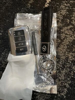 New Black Leather Metal Keychain Key Chain W/plastic Key Fob Cover