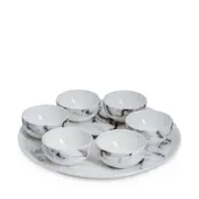 Prouna Marble Venice Fog 7-Piece Seder Plate/Appetizer Set