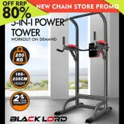 BLACK LORD Power Tower Chin Up Bar Push Pull Up Knee Raise Weight Bench