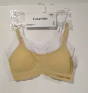 Calvin Klein girls 2 seamless bras size L 10/12 white and beige