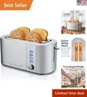 Versatile Long Slot Toaster: Bagel, Defrost & 6 Adjustable Shade Settings