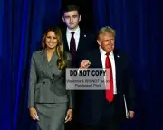 Donald Trump Barron & Melania on Stage Election Night 2024 - 8X10 PHOTO (#1064)
