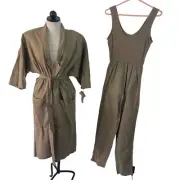 Peaches My Love Jumpsuit Jacket Set Womens Vintage Size 8 Tan Deadstock New Mod