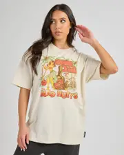 [The Mad Hueys] The Mad Hueys Women's Rumble Jungle Oversized T-Shirt in Stone Grey Size Large L Stone Grey