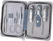 Nail Clippers 7 Pieces Pedicure Care Kit for Men Women Portable Nail Clipper Kit, Sharp Nail Tools for Finger and Toe, Manicure Kit for Personal Care with Leather Cover Manicure Set(Blue)