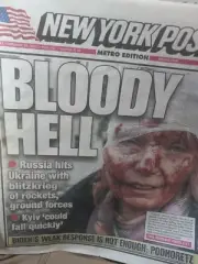 New York Post Friday February 25 2022. BLOODY HELL Russia Hits Ukraine With...