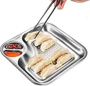 Stainless Steel Dumpling Plate | Removable Double-Layer Dumpling Plate Stainless Steel Dumpling Tray,Serving Tray Water Filter Square Food for Restaurant