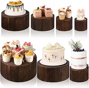 Domensi 6 Pcs Cupcake Stand Cake Stands for Dessert Table Wood Crates for Display Rustic Cake Stand Wood Risers for Display Storage Organizer for Christmas Wedding Birthday Village Dessert Decoration