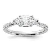 14k White Gold 1/5 Ct. Lab Grown Diamond VS/SI+ G+ 1 Ct. Center East-West Marquise Engagement Ring
