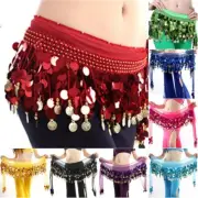 Women Chiffon Belly Sequins Dance Tassel Fringe Hip Scarf Belt Waist Wrap Scarf