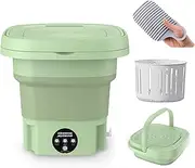 Mini Washing Machine, Foldable 8L Portable Washing Machine and Dryer,for Small Clothing,Underwear Suitable for Home, Business, Travel, College Room, RV, Apartment (Color : Vert)