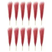 12 Pcs 17 Inch Faux Pampas Grass Artificial Boho Decor Wine Red