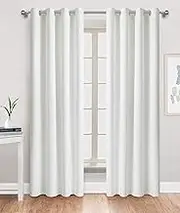 Popular Home 953930 The Skins TOP Drapery Single 8 Shiny Silver Grommets Window Panel 54" W X 84" L 137cm x 213cm White, 54X84