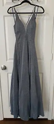 My Michelle Prom Dress Long Blue Sparkle Size 3 NWT