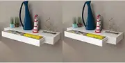Floating Wall Shelves with Drawers 2 pcs White 80 cm,Wall Shelves & Ledges 11.3KG-276002