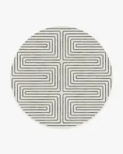 245' Round | Machine Washable Runner Rug | Kid & Pet Friendly | Indoor Rug | Jonathan Adler Labyrinth Black & Ivory Rug | Ruggable