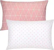 Poocen Baby Girl Pillowcase 2 Piece Cotton Toddler Pillowcases Cotton Travel Pillow Case for Sleeping Fit Pillow Sized 13''x 18'' or 14''x19'', Pink Envelope Style Travel Pillowcase for Girls Boys