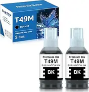 Yongairuink Compatible T49M Sublimation Ink Replacement for T49M1 Black Autofill for SureColor F170 F570 Sublimation Printer (2 Black)