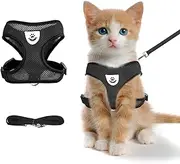 Cat Walking Chest Harness and Leash, Anti-Escape Adjustable Soft Mesh Cat Leash and Harness Set for Small Cats and Puppies, Vest for Medium Sized Cats (S)