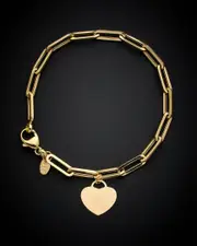 14K Italian Gold Heart Charm Bracelet