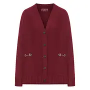 [Gucci] Gucci Ribbed Button-front Cardigan S RED