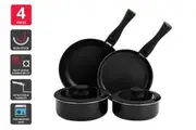 Ovela Moderno 4 Piece Non-Stick Induction Cookware Set with Removable Handles