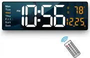 Digital Wall Clock Large Display, 16.2 Inch , LED Digital Clock with Remote Cont