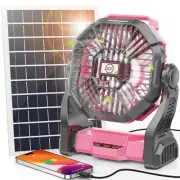 10400mAh Solar Fan with LED Lantern 10W Solar Panel Rechargeable Battery Powe...
