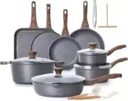 Cookware Set 23-Piece Non-Stick Pots & Pans with Swiss Granite Coating, Non-Toxi
