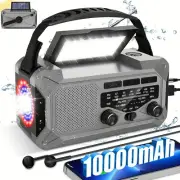 10000mAh NOAA/FM/AM Emergency Radio Solar Hand Crank Radio Power Bank Flashlight
