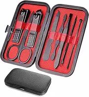 Manicure Set 8 in 1 Nail Clipper Set, Gleevia Nail Clippers,Fingernail & Toenail Clippers,Manicure Tools,Pedicure Tools,Suitable for Travel Manicure Kit,Nail Set Kit with Everything Profe (Black)